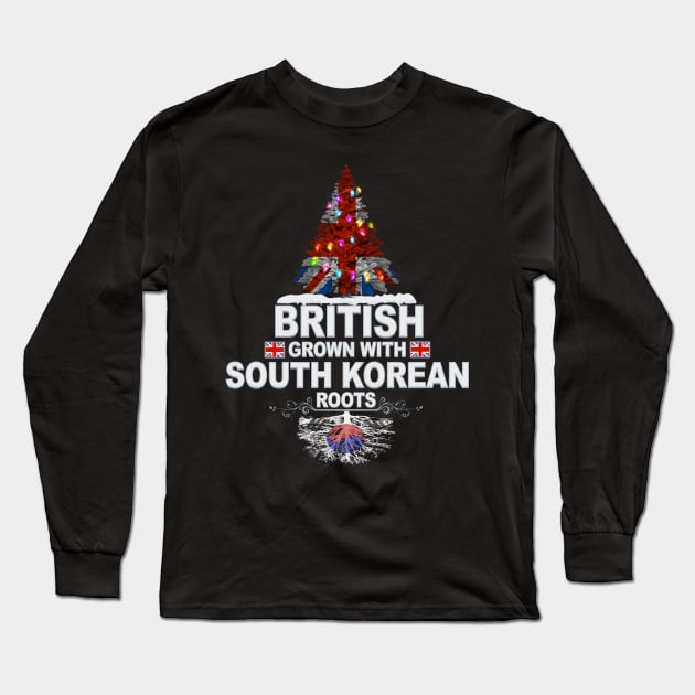 British Grown With South Korean Roots - Gift for South Korean With Roots From South Korea Long Sleeve T-Shirt by Country Flags